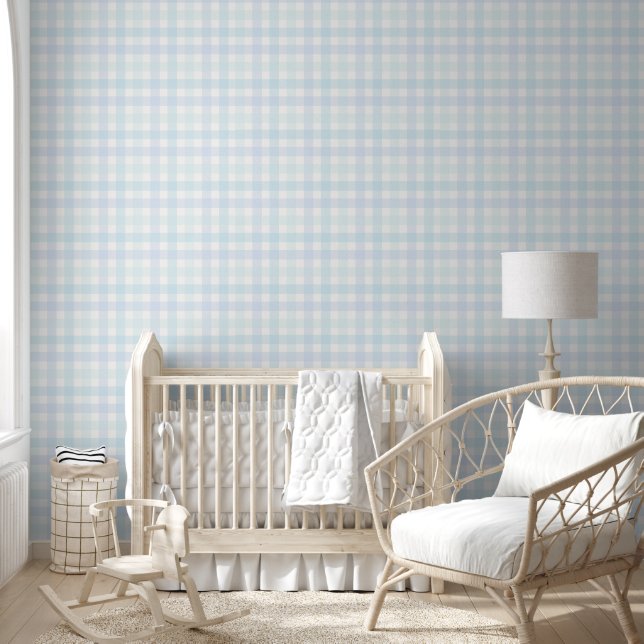 Baby Boy Gingham Nursery Wallpaper (Kids)