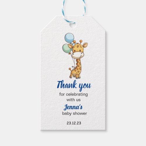 Baby Boy Giraffe Baby Shower Thank You Gift Tags