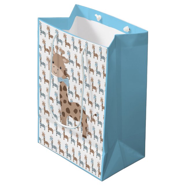 Baby Boy Giraffe  Medium Gift Bag (Front Angled)