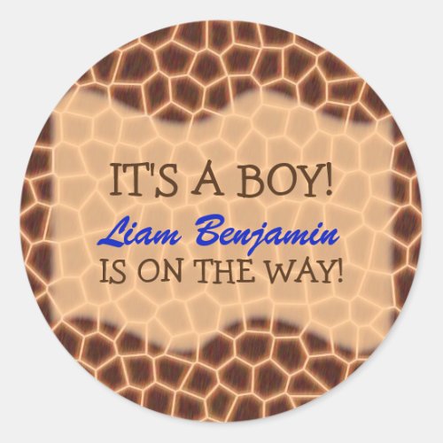Baby Boy _ Giraffe Themed Baby Shower Classic Round Sticker