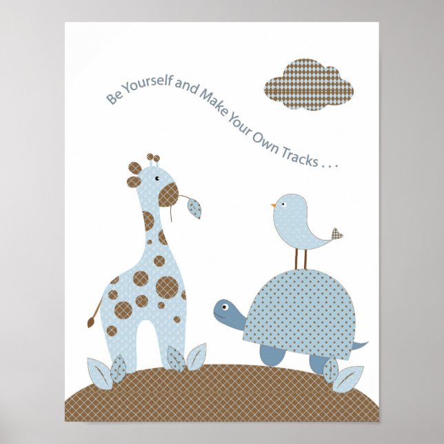 Baby boy giraffe turtle nursery art - Be yourself Poster (Front)