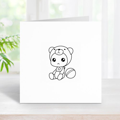 Baby Boy Girl Bear Jumpsuit 1x1 Rubber Stamp