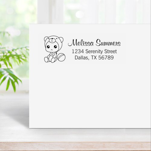 Baby Boy Girl Bear Jumpsuit Address 3 Rubber Stamp