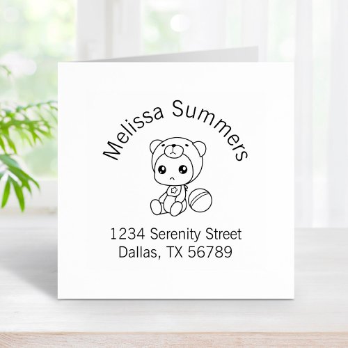Baby Boy Girl Bear Jumpsuit Arch Address 2 Rubber Stamp