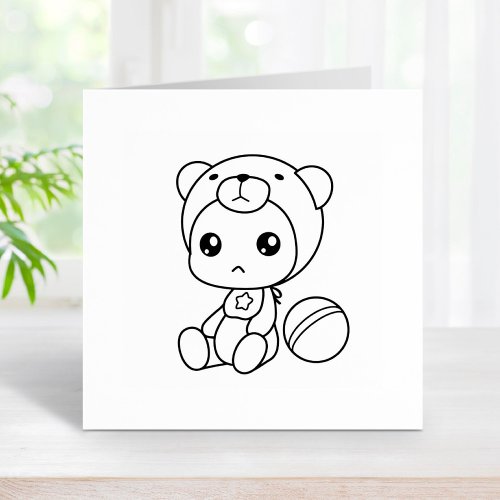 Baby Boy Girl Bear Jumpsuit Color Me 2 Rubber Stamp