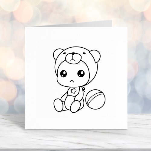 Baby Boy Girl Bear Jumpsuit Color Me Self_inking Stamp