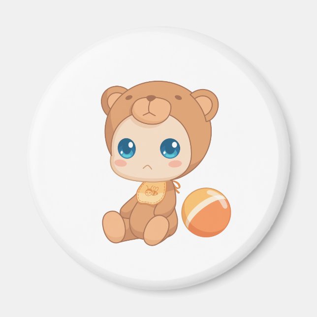 Baby Boy Girl Bear Jumpsuit Magnet (Front)