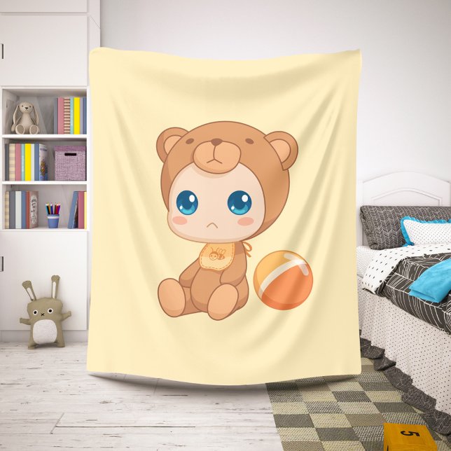 Baby Boy Girl Bear Jumpsuit on Yellow Sherpa Blanket (Creator Uploaded)