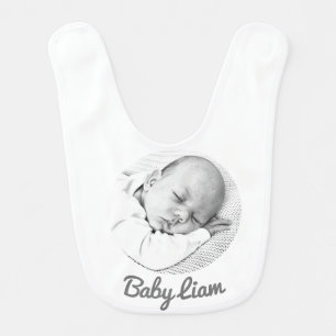 baby boy girl bib with photo name custom Baby Bib