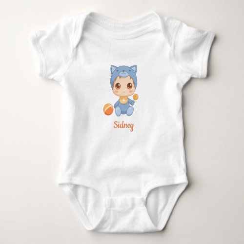 Baby Boy Girl Cat Custom Name Baby Bodysuit
