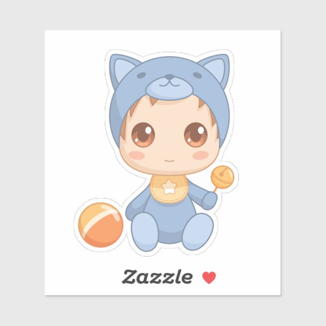 Baby Boy Girl Cat Jumpsuit Sticker (Sheet)
