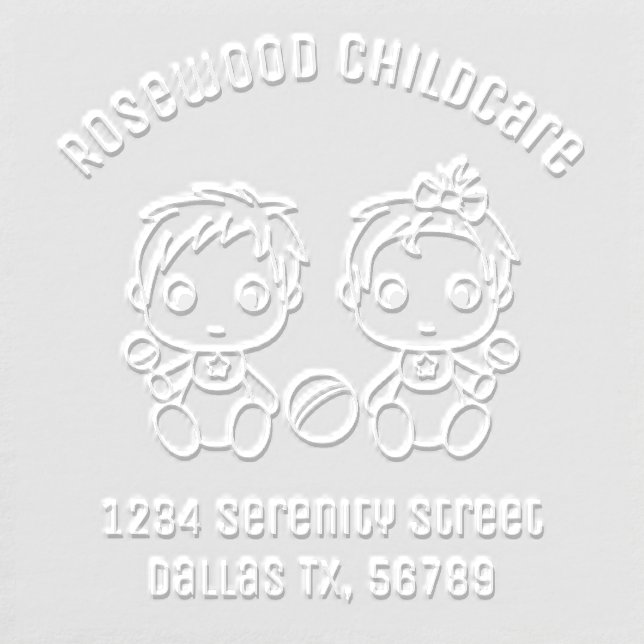 Baby Boy Girl Childcare Daycare Address Embosser (Design)