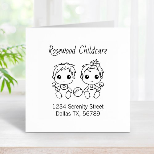 Baby Boy Girl Daycare Childcare Address 4 Rubber Stamp