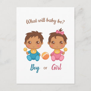 Baby Boy Girl Gender Reveal Invitation Postcard