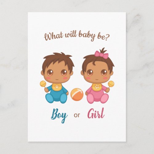Baby Boy Girl Gender Reveal Invitation Postcard