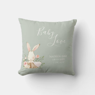 Baby Boy Girl Name Sage Script Love Keepsake Throw Pillow