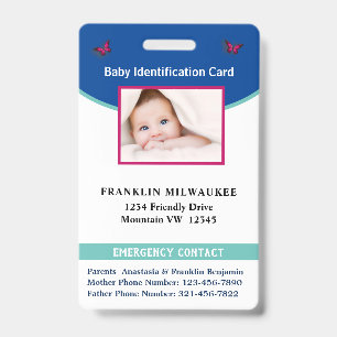 Baby Boy Girl Photo ID Identification Card Custom Badge