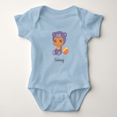 Baby Boy Girl Purple Bear Custom Name Baby Bodysuit