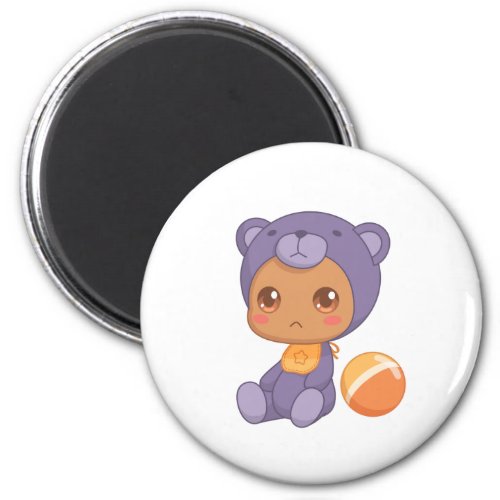Baby Boy Girl Purple Bear Jumpsuit Magnet