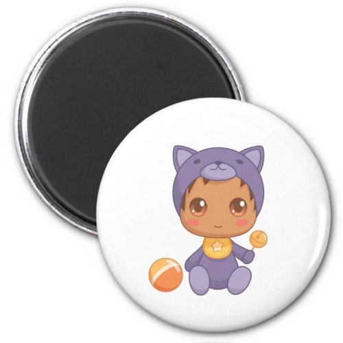Baby Boy Girl Purple Cat Jumpsuit Magnet