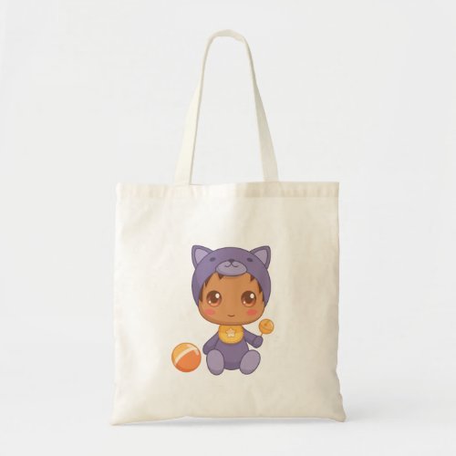 Baby Boy Girl Purple Cat Jumpsuit Tote Bag