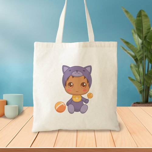 Baby Boy Girl Purple Cat Jumpsuit Tote Bag