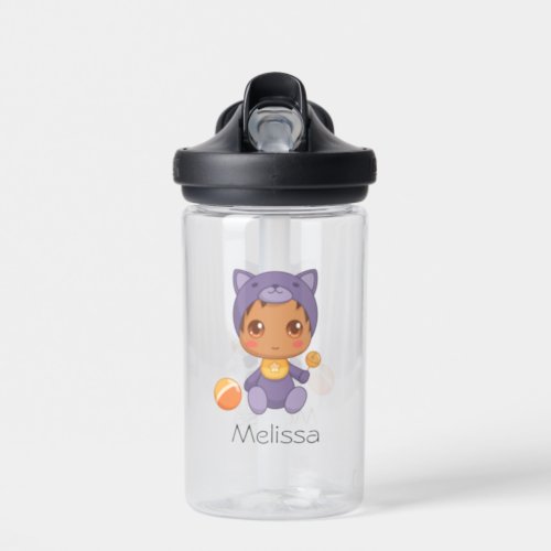 Baby Boy Girl Purple Cat Jumpsuit Water Bottle