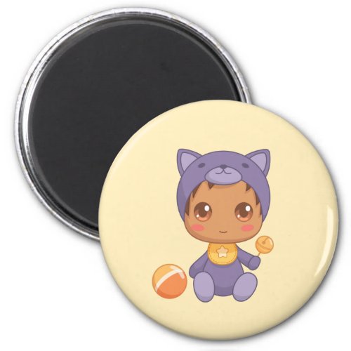 Baby Boy Girl Purple Cat Jumpsuit Yellow Magnet