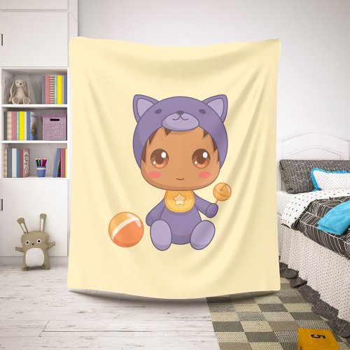 Baby Boy Girl Purple Cat Jumpsuit Yellow Sherpa Blanket