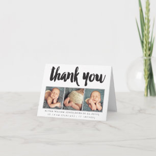 Baby Boy Girl Thank You 3 Photo Custom Greeting Card