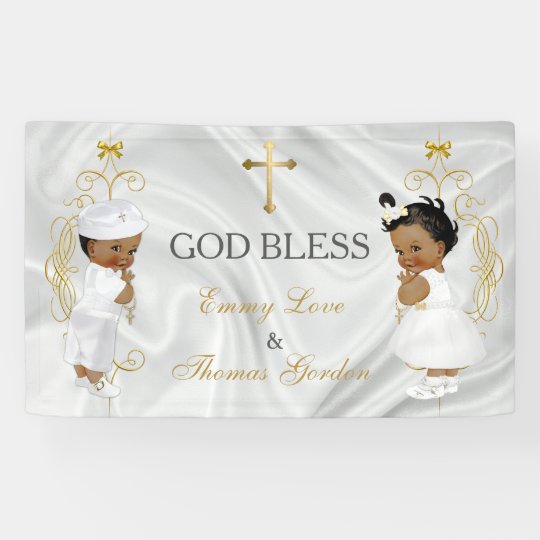 baby boy girl twins baptism christening ethnic banner zazzle com