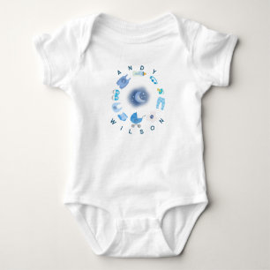 Baby Boy Half Moon Stars Blue Color Bodysuit