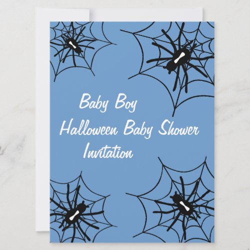 Baby Boy Halloween Baby Shower Spider Invitations