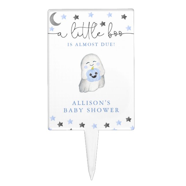 Baby boy halloween fall cute ghost baby shower cake topper (Front)