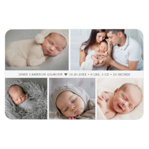 Baby Boy Heart Birth Announcement Photo Collage Magnet