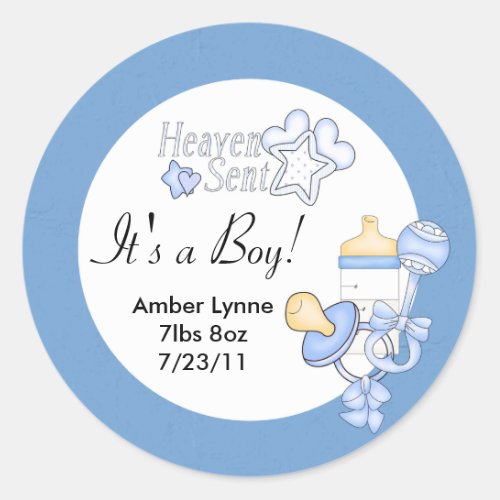 Baby Boy Heaven Sent Customizable Stickers