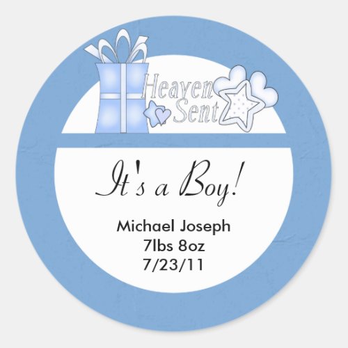 Baby Boy Heaven Sent Customizable Stickers