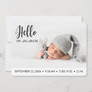 Baby boy Hello overlay photo modern minimalist Announcement