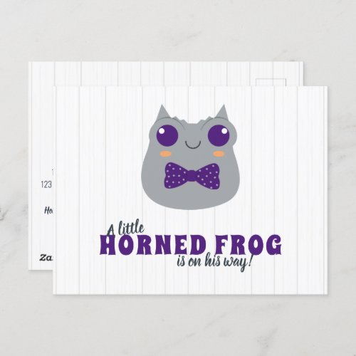 Baby Boy Horned Frog Purple Baby Shower Invitation Postcard