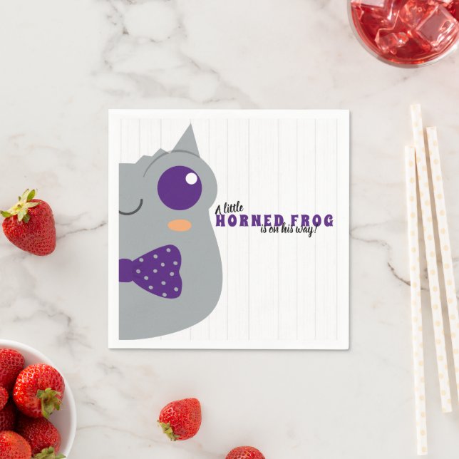 Baby Boy Horned Frog Purple Baby Shower Napkins (Insitu)