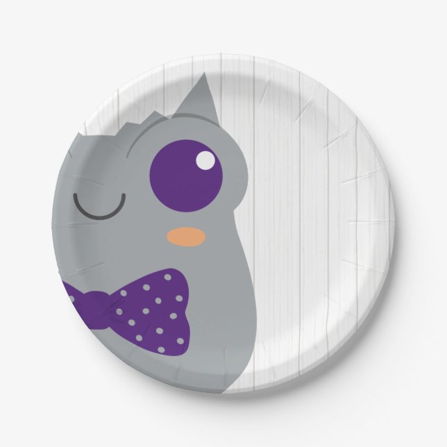 Baby Boy Horned Frog Purple Baby Shower Paper Plates (Front)