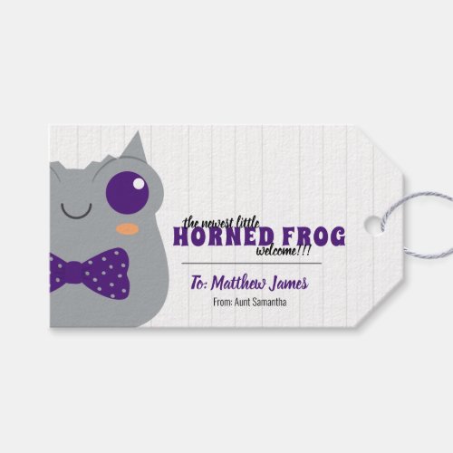 Baby Boy Horned Frog Purple Gift Tags