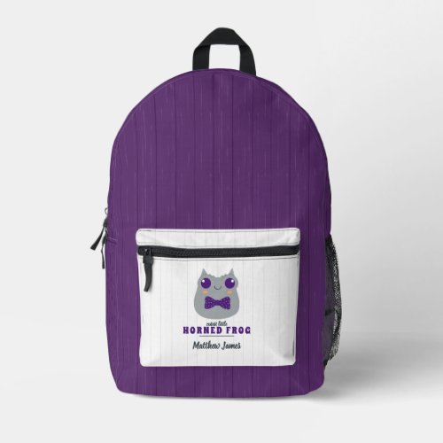 Baby Boy Horned Frog Purple Printed Backpack