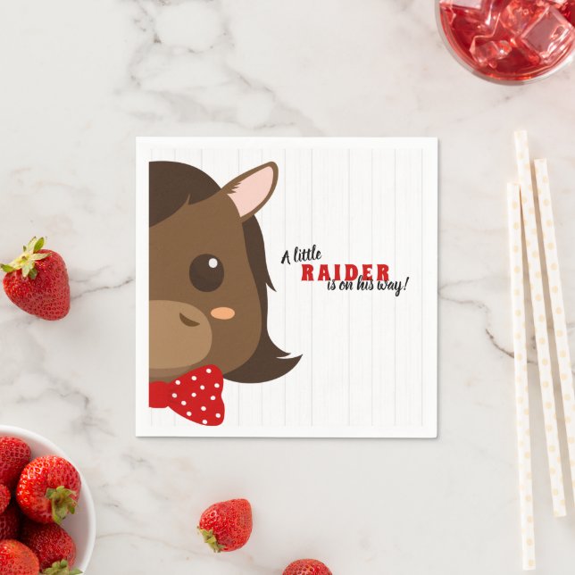 Baby Boy Horse Red Baby Shower Napkins (Insitu)