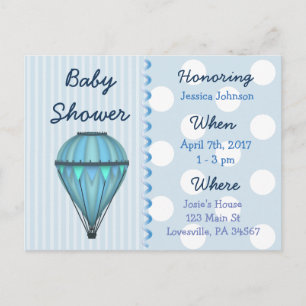 Baby Boy Hot Air Balloon Baby Shower Invitation