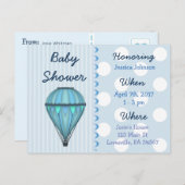 Baby Boy Hot Air Balloon Baby Shower Invitation (Front/Back)