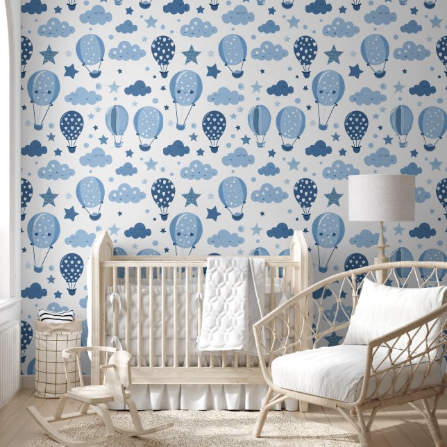 Baby Boy Hot Air Balloons And Clouds Wallpaper (Kids)