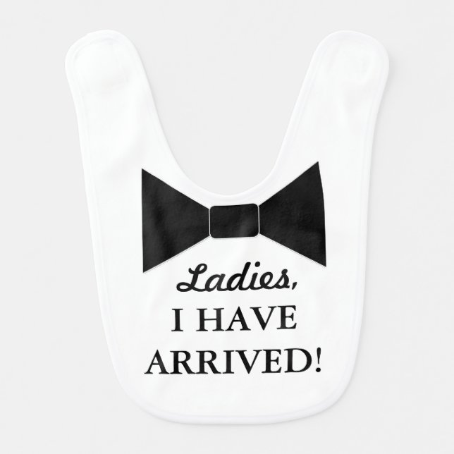 Baby Boy I Have Arrived Bib with Bow Tie (Front)
