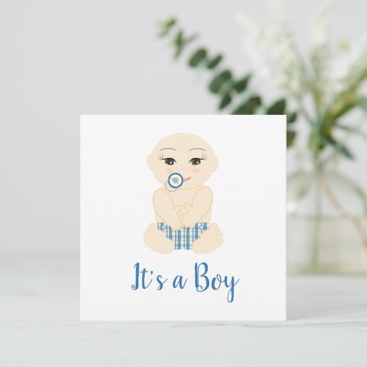 Baby Boy Illustration in Blue Shades Design (Standing Front)