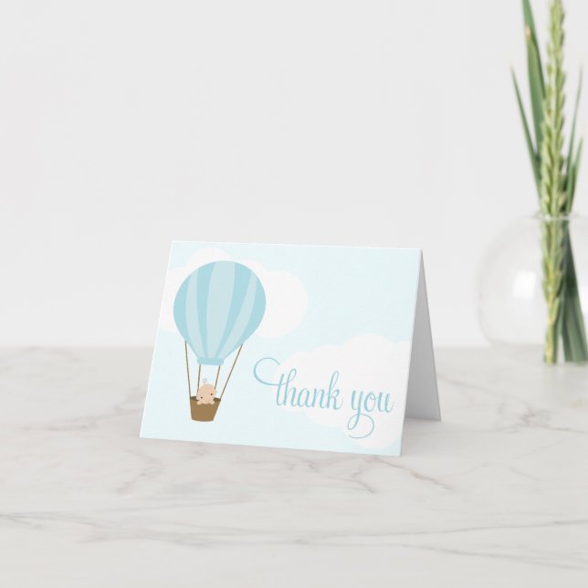 Baby Boy in a Balloon Thank You Card (Front)